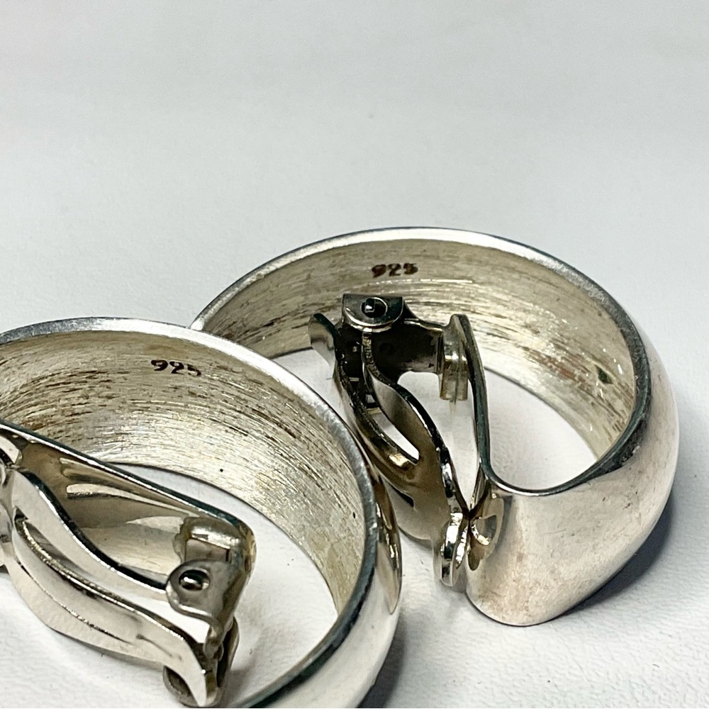 Vintage Sterling Silver Clip Hoops Chunky Solid 14.6 grams - Picture 6 of 9